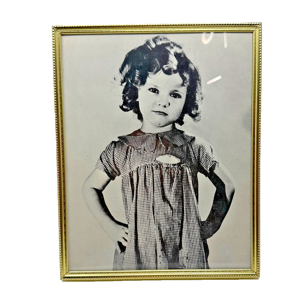 Vintage Framed Shirley Temple Black & White Portrait Print Photo 10.25x8